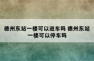 德州东站一楼可以进车吗 德州东站一楼可以停车吗